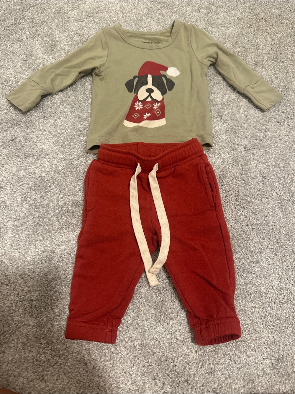 BabySprouts Holiday Puppy Graphic Tee and Red Jogger Set